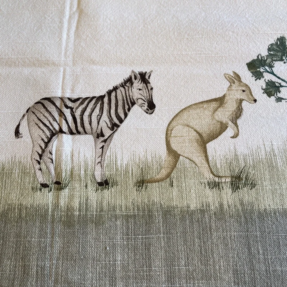 Vintage Waverly Fabric Animal Walk Jungle Safari Childrens Print Nursery Pillows